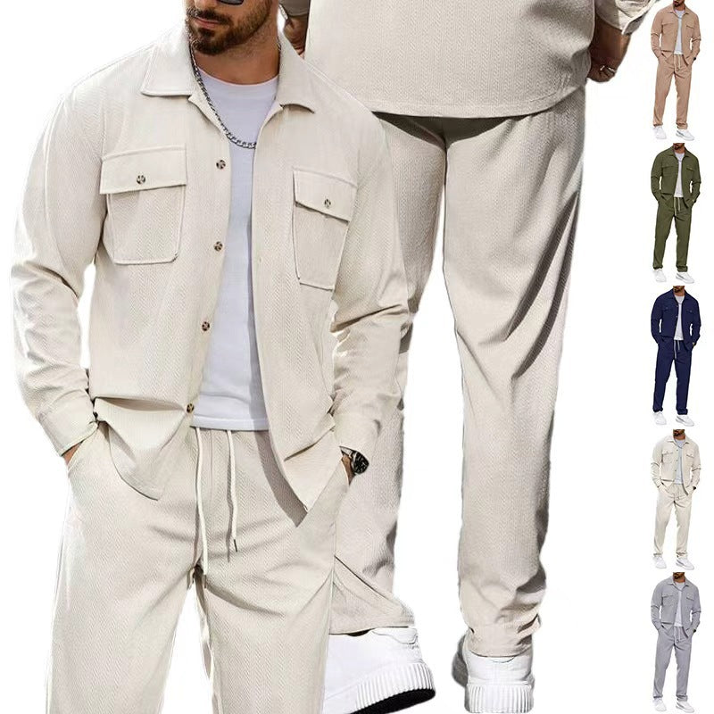 Men's fashionable leisure suit with practical pockets and elastic waistband Lisslune