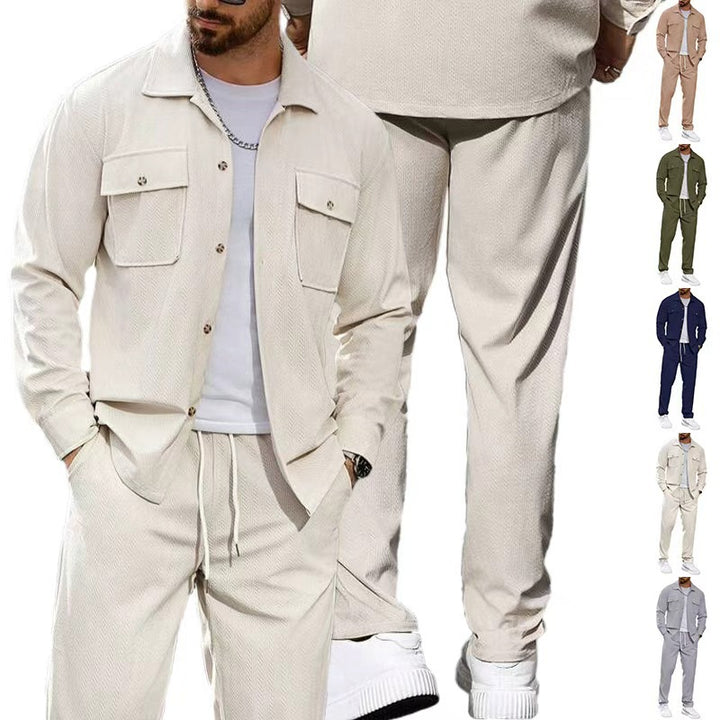Men's fashionable leisure suit with practical pockets and elastic waistband Lisslune