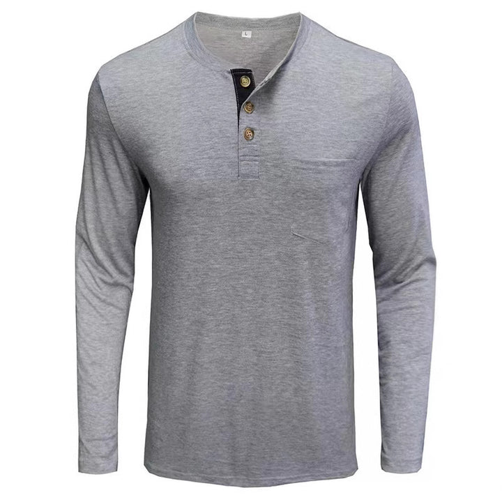Men's Long Sleeve Shirt with Button Placket Lisslune