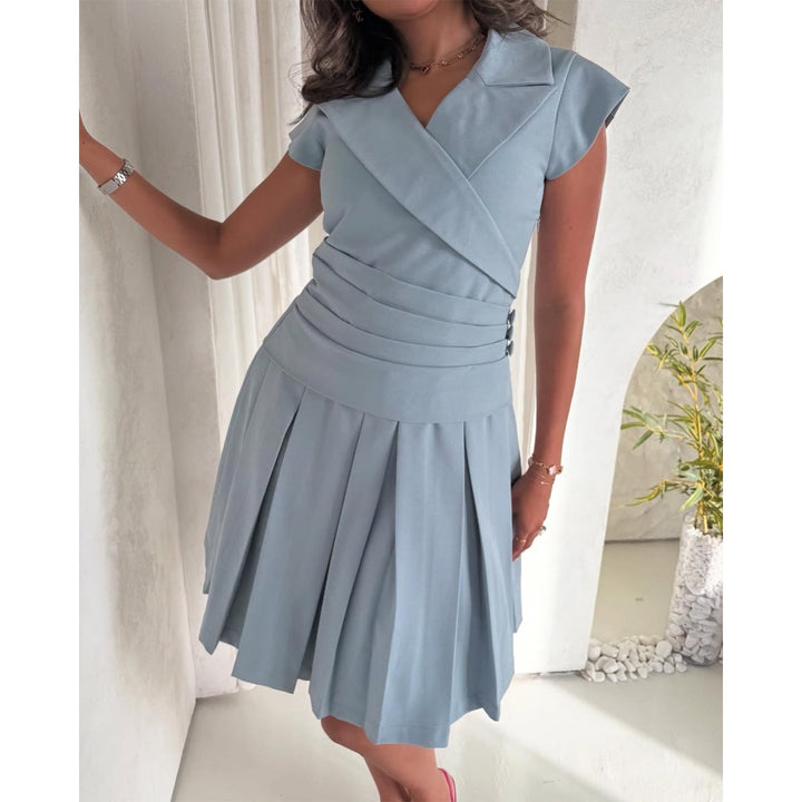 Women’s wrap dress with elegant waist belt and feminine pleated skirt Lisslune