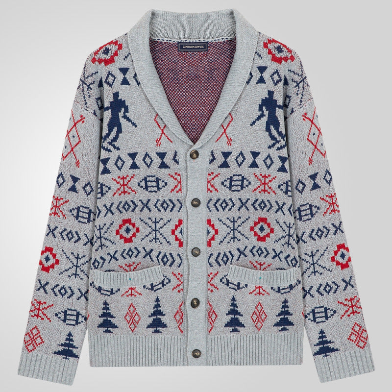 Men's cardigan with exclusive Norwegian pattern and practical pockets Lisslune