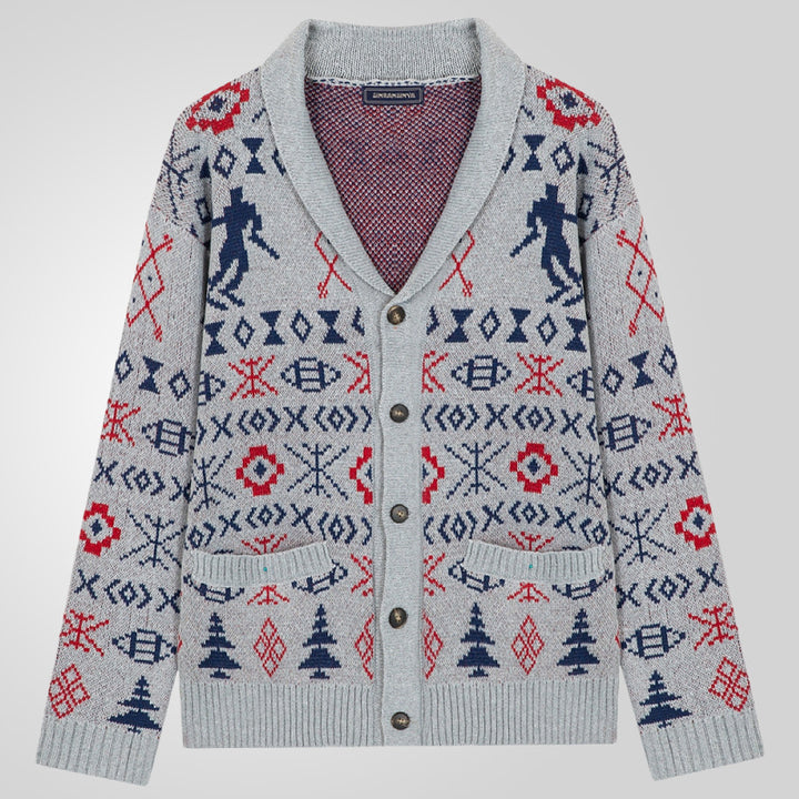Men's cardigan with exclusive Norwegian pattern and practical pockets Lisslune