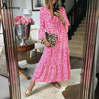 Women’s maxi dress in elegant leopard print Lisslune