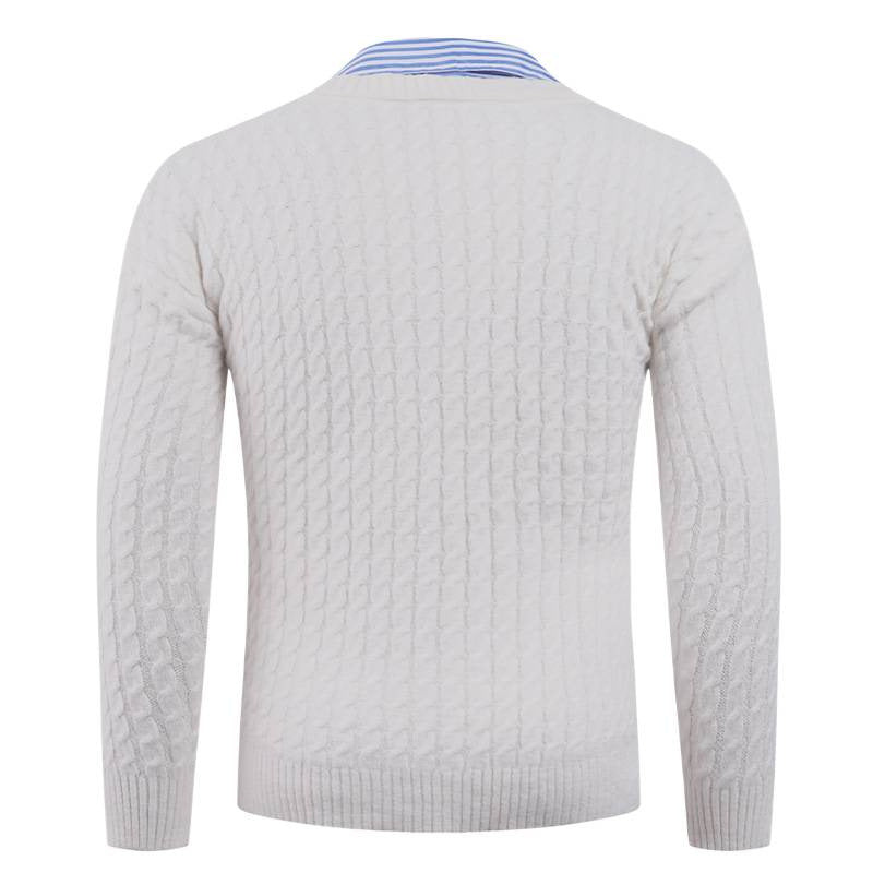 Men's Elegant Knit Sweater with V-Neck and Fine Texture Lisslune