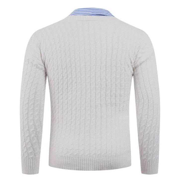 Men's Elegant Knit Sweater with V-Neck and Fine Texture Lisslune