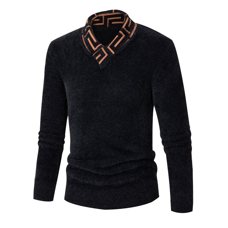 Men's fashionable sweater with stylish stand-up collar and textured design Lisslune