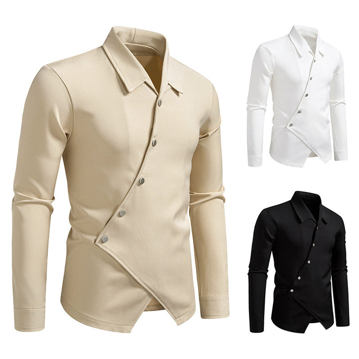 Men's Exclusive Shirt Blouse with Asymmetric Cut and Elegant Button Details Lisslune