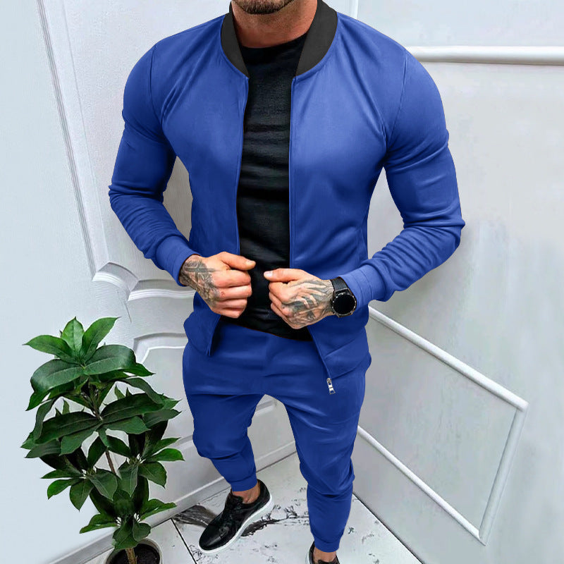 Men's tracksuit with modern stand-up collar and practical zip pockets Lisslune