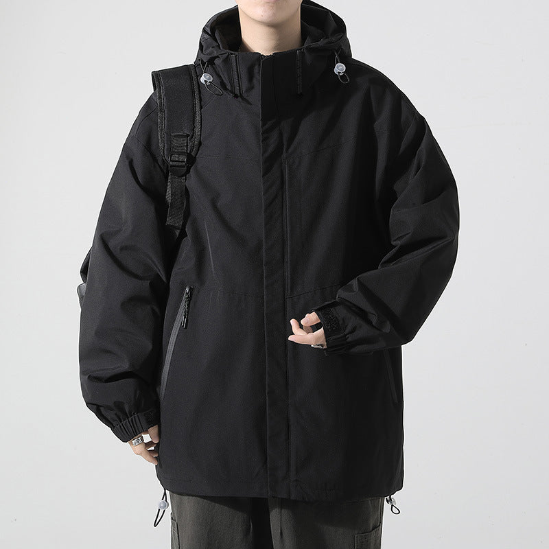 Men's Waterproof Transition Jacket with Adjustable Hood Collar and Practical Pockets Lisslune