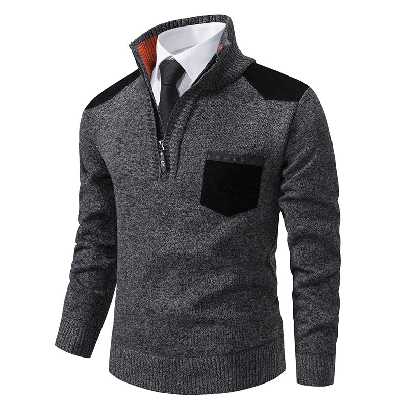 Men's elegant knitted sweater with collar and pockets Lisslune