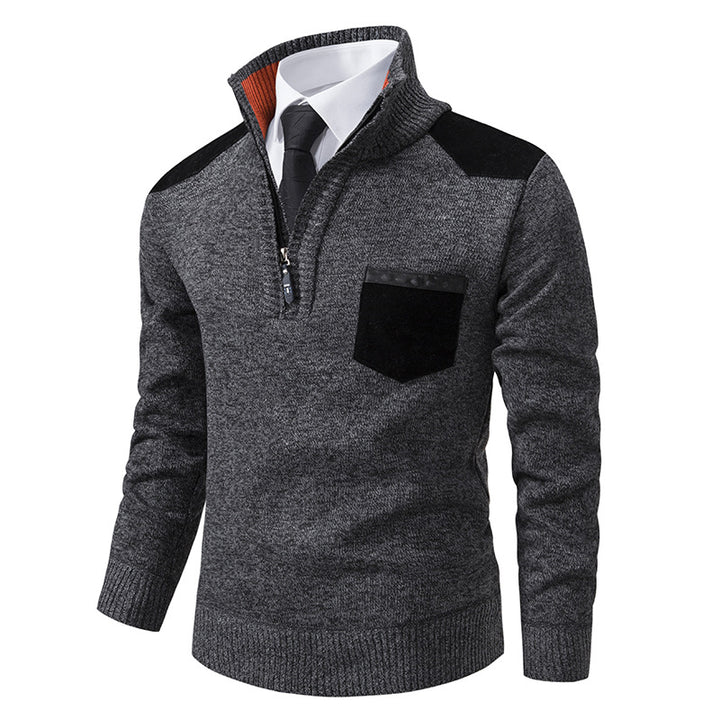 Men's elegant knitted sweater with collar and pockets Lisslune