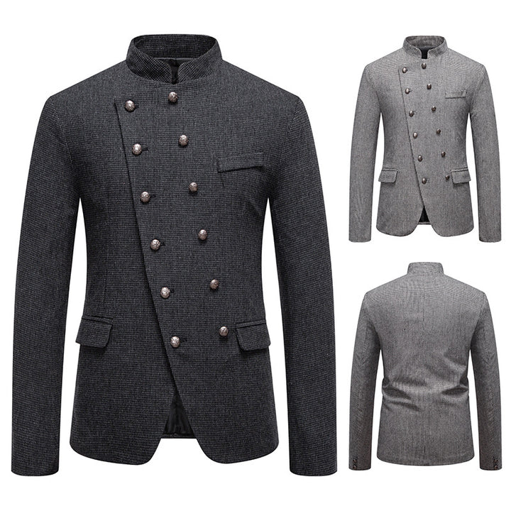 Men's double-breasted blazer with modern check pattern Lisslune