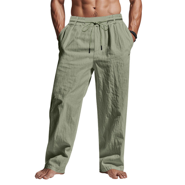 Men's casual beach pants with adjustable drawstring and practical side pockets Lisslune