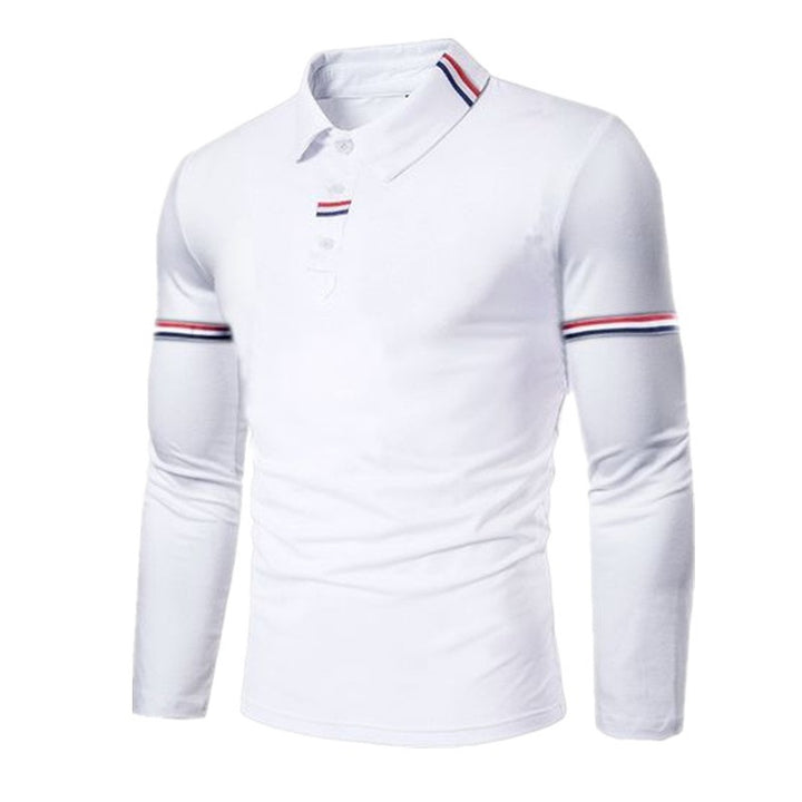 Men's Long Sleeve Polo Shirt with Modern Contrast Collar and Stylish Accents Lisslune
