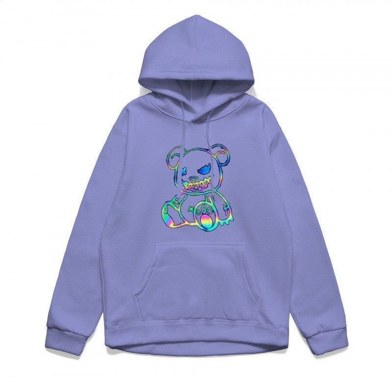 Ladies hoodie sweatshirt with cool bear motif and comfortable fit Lisslune