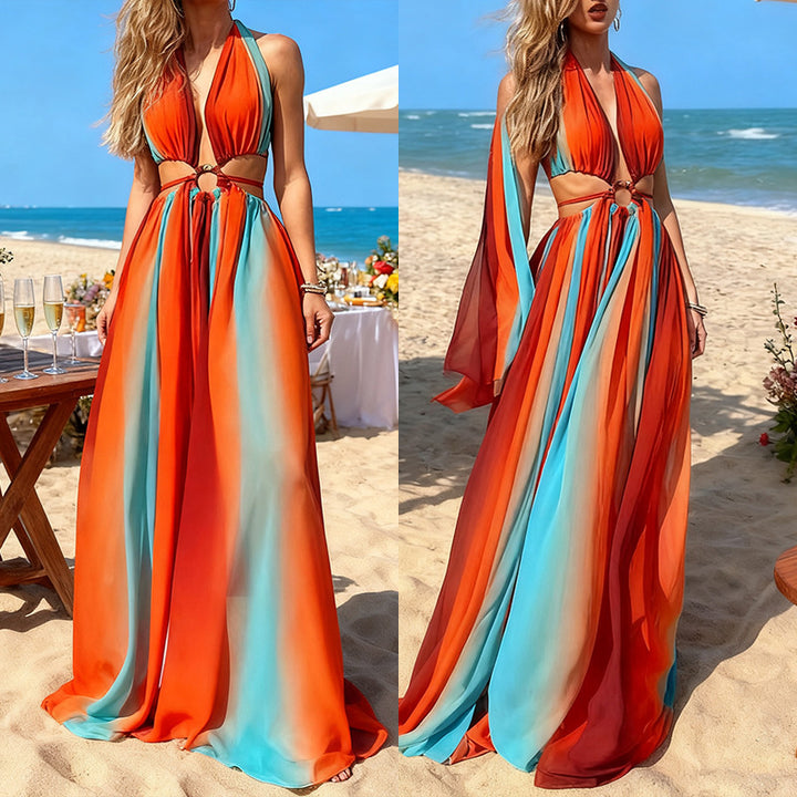 Ladies' maxi dress with sophisticated wrap look and flattering body design Lisslune
