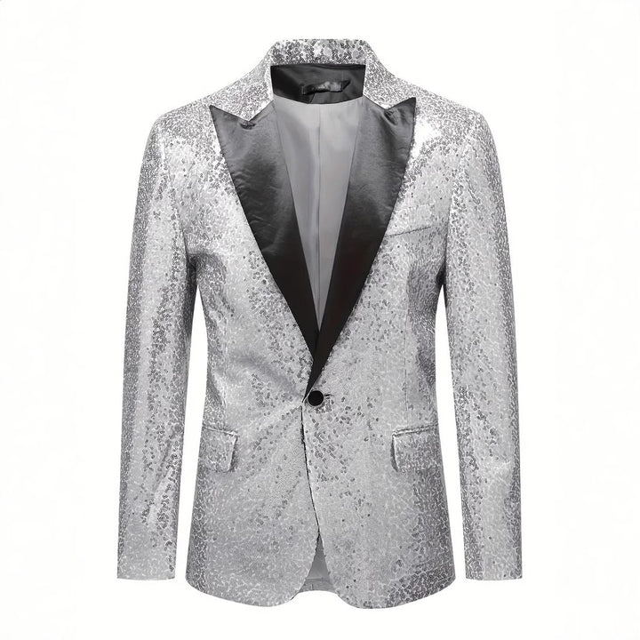Men's festive sequin blazer with black lapel Lisslune