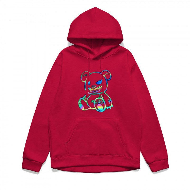 Ladies hoodie sweatshirt with cool bear motif and comfortable fit Lisslune