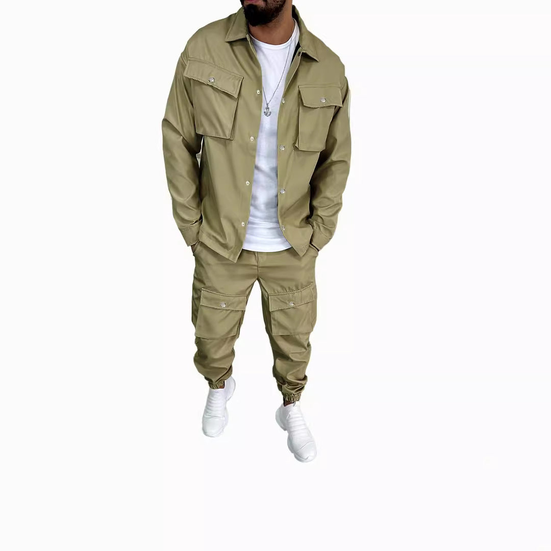 Men's Cargo Shirt and Pants Set with Practical Pockets and Stylish Cut Lisslune