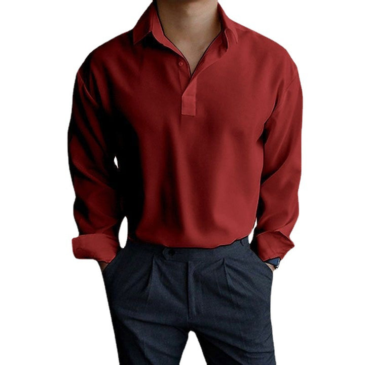 Men's long-sleeve shirt with modern polo collar and elegant fit Lisslune