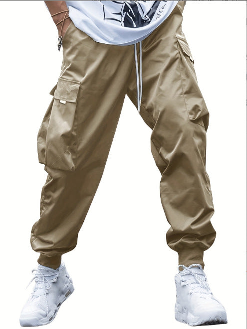 Men's casual utility pants with practical pockets and elastic hem Lisslune