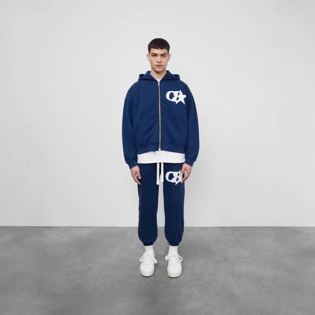 Men's hooded sweatshirt jacket with stylish logo and comfortable waistband Lisslune