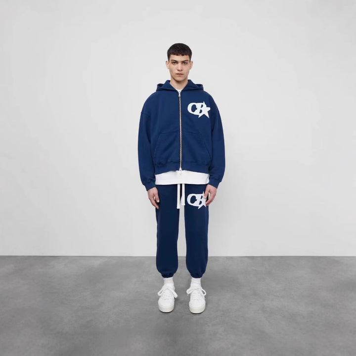 Men's hooded sweatshirt jacket with stylish logo and comfortable waistband Lisslune