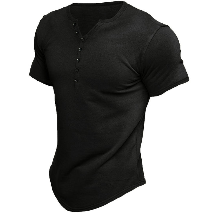Men's short sleeve shirt with modern Henley neckline and stylish button details Lisslune