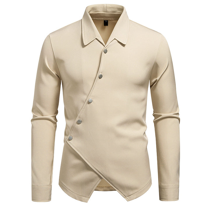 Men's Exclusive Shirt Blouse with Asymmetric Cut and Elegant Button Details Lisslune