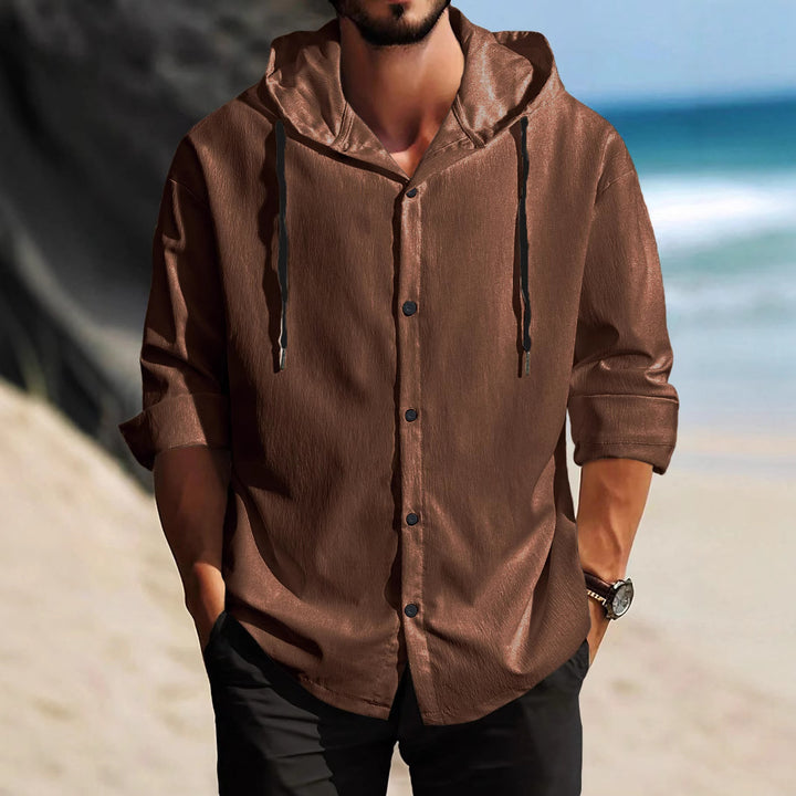 Men's Casual Shirt Jacket with Hood and High-Quality Fabric Lisslune