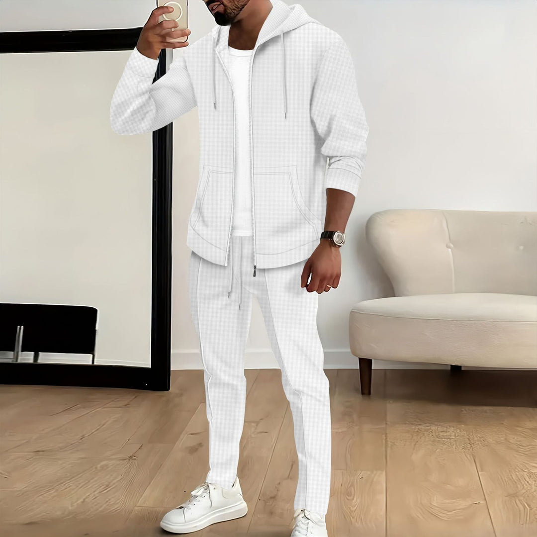 Men's sporty hoodie set made from breathable structured material with elastic waistband Lisslune