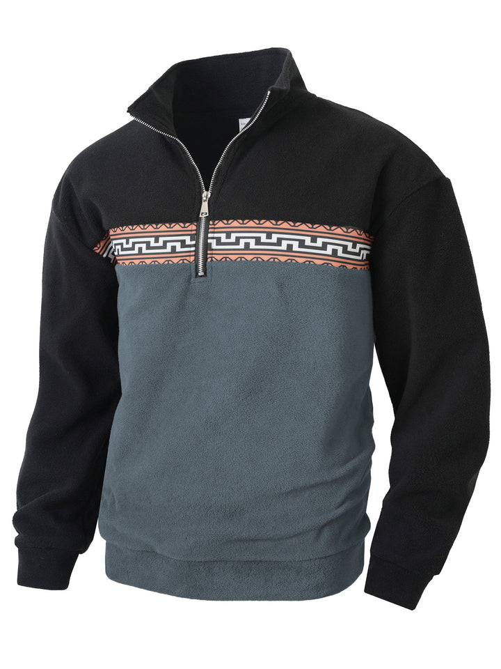 Men's fleece pullover with modern zipper and creative design Lisslune