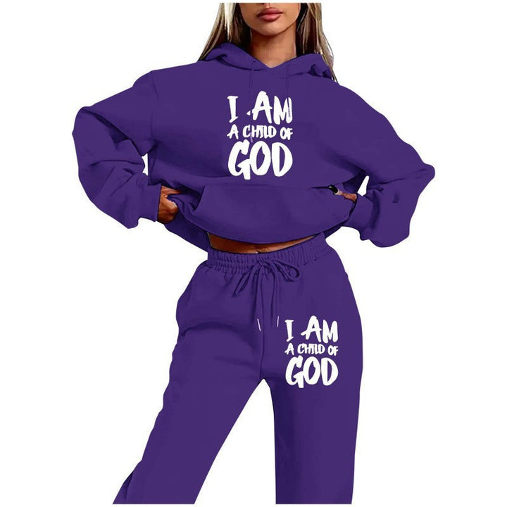 Women's hoodie sweatshirt with urban lettering and comfortable pants Lisslune