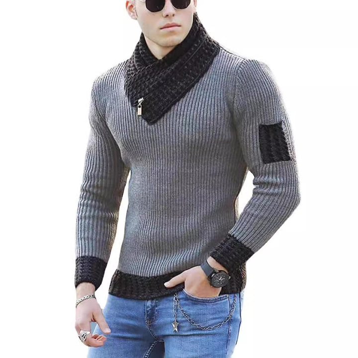 Men's knit sweater with high collar and textured design Lisslune