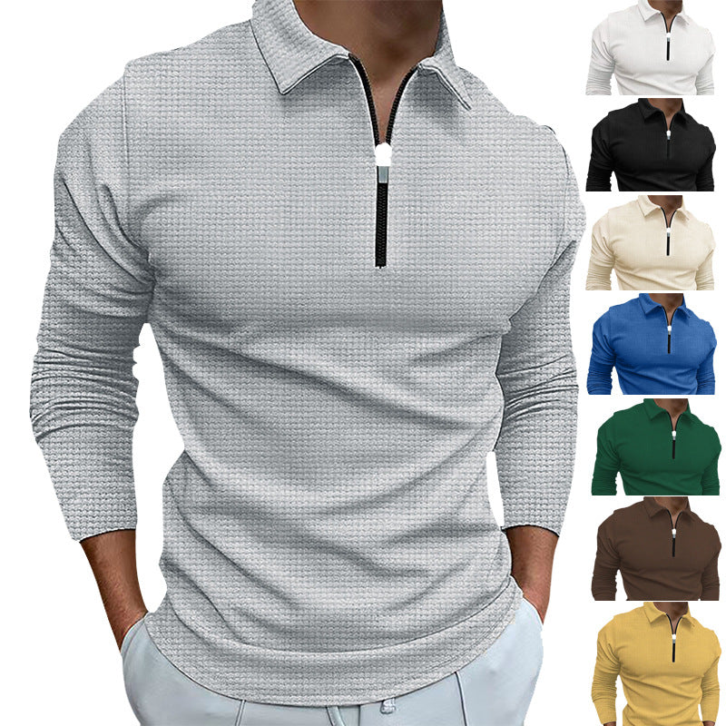 Men's structured long-sleeve shirt with zipper and stand-up collar Lisslune