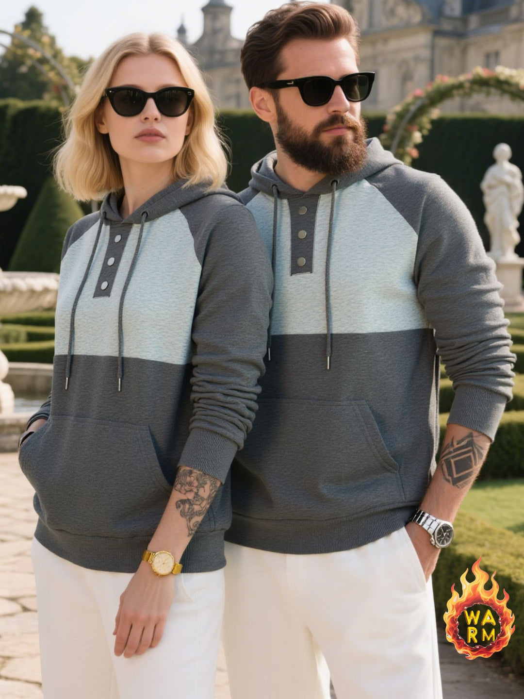 Men's hoodie with button placket and sporty design Lisslune