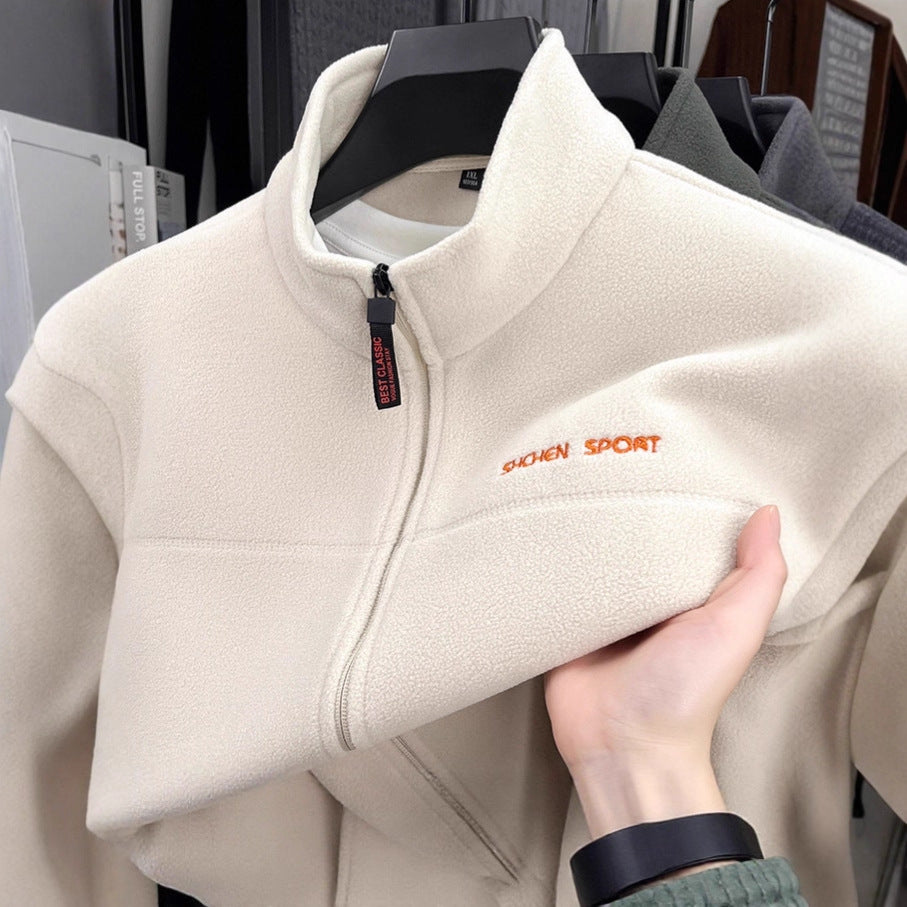 Men's fleece jacket with high collar and full zip Lisslune