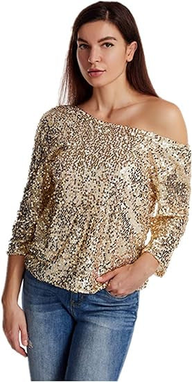 Ladies Sparkling Sequin Blouse Lisslune