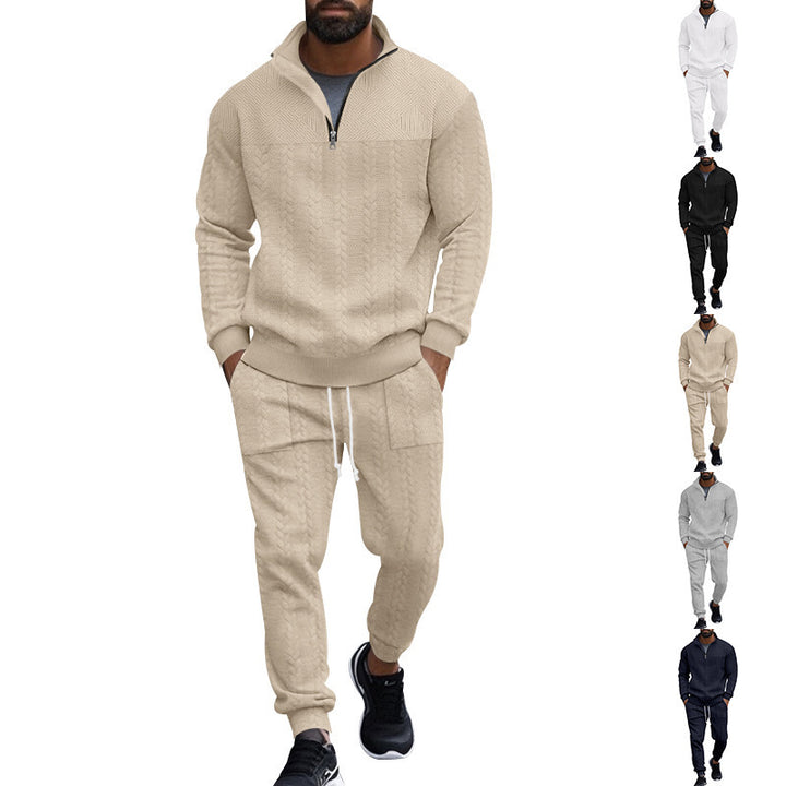 Men's sporty leisure set made of breathable material with textured design Lisslune