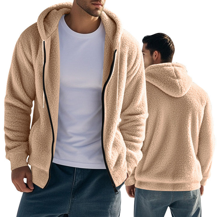 Men's fleece hoodie with kangaroo pocket and practical zip Lisslune