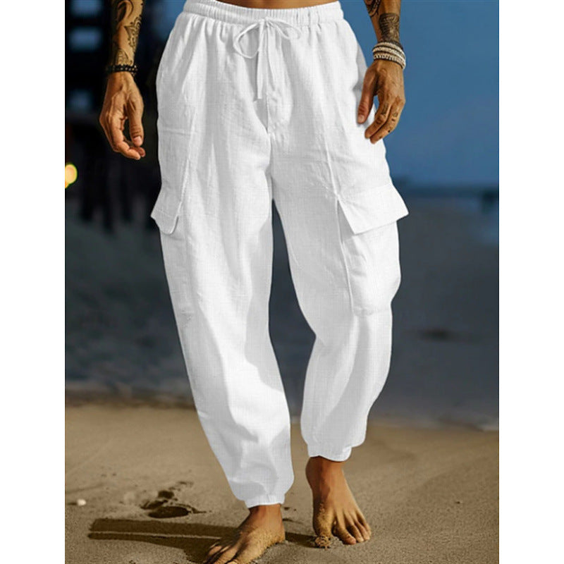 Men's cargo pants with elastic waistband and practical side pockets Lisslune