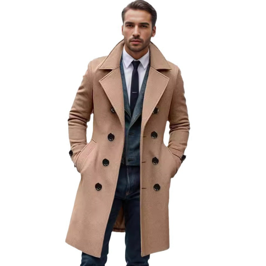 Men's elegant wool trench coat with double button placket Lisslune