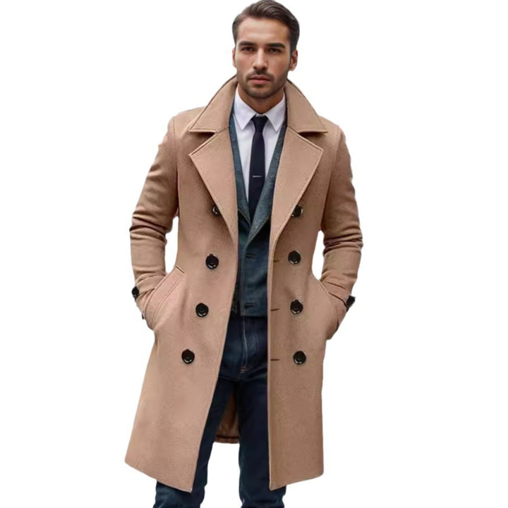 Men's elegant wool trench coat with double button placket Lisslune