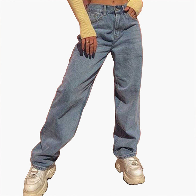 Damen weite High-Waist Jeans mit lässigem Schnitt und modischen Akzenten Lisslune