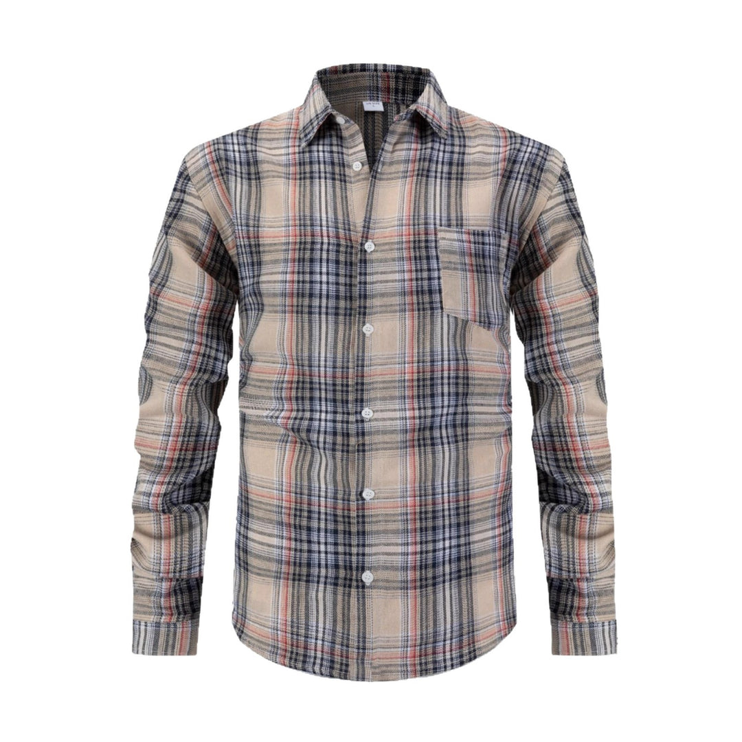 Men's casual checkered shirt with chest pocket and modern accents Lisslune