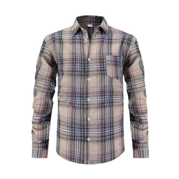 Men's casual checkered shirt with chest pocket and modern accents Lisslune