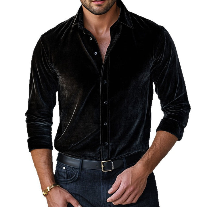 Men's elegant velvet shirt with fine details Lisslune