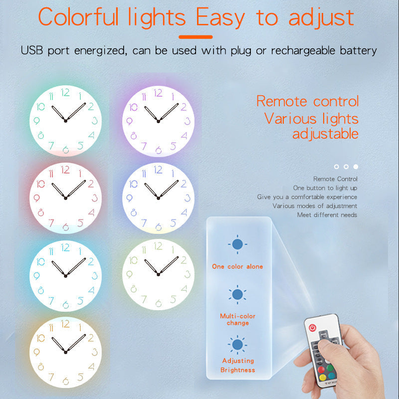 Lisslune | Atmospheric LED Light Silent Wall Decor Clock