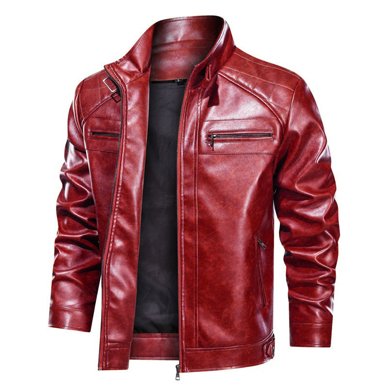 Men's fashion motorcycle jacket with practical pockets Lisslune