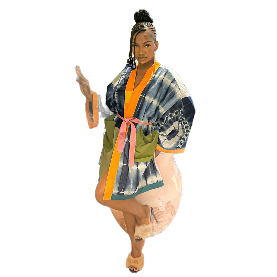 Women's cotton kimono with modern batik pattern Lisslune